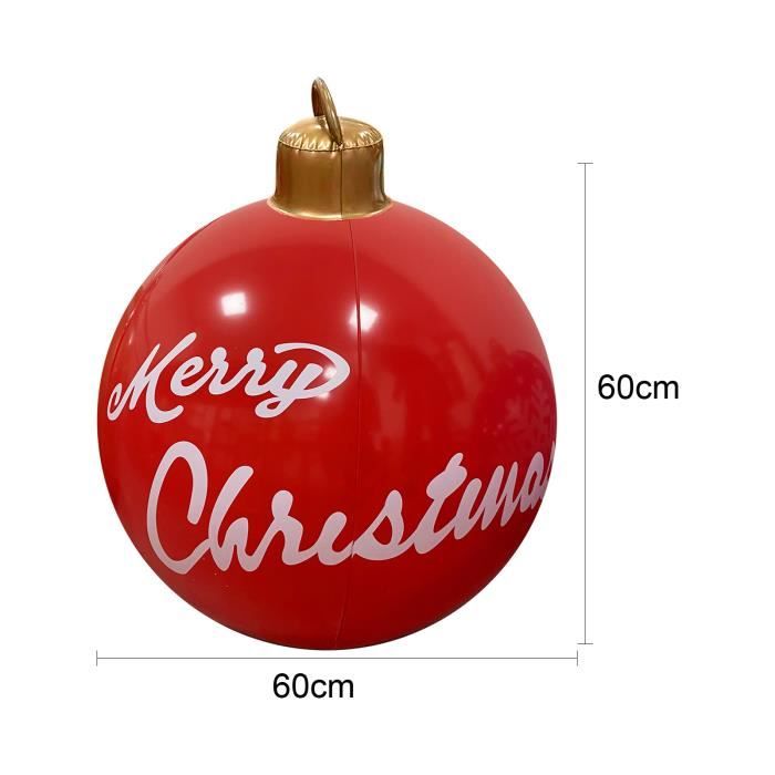 Boule de noël gonflable géante de 60cm, avec lumière LED et télécommande, boule de décoration de Boule de noël gonflable géante de 60cm, avec lumière LED et télécommande, boule de décoration de
