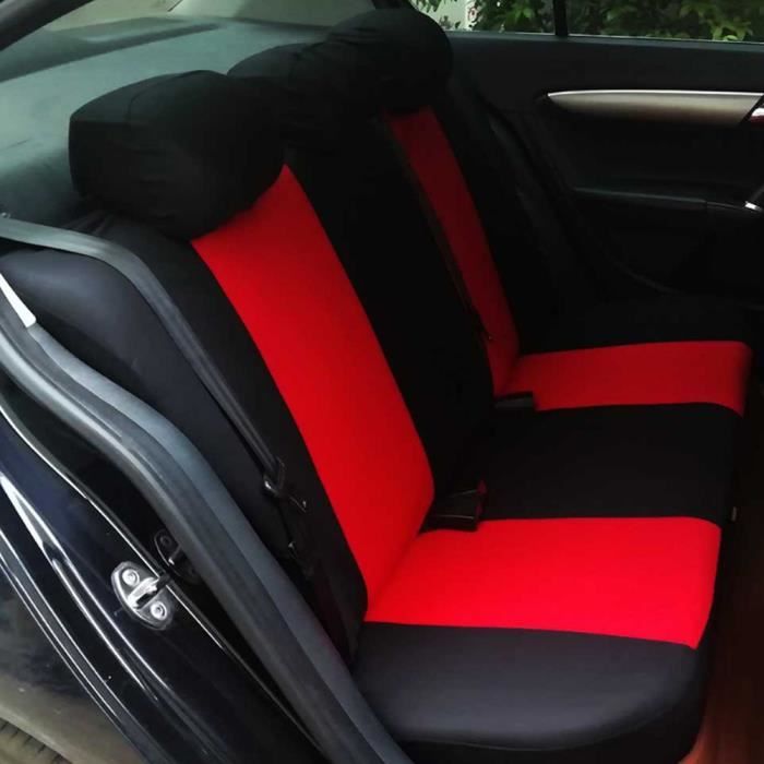 Sonew Housses de siège 9 pièces / ensemble accessoire intérieur protecteur  de housse de siège pour voiture 5 places (rouge +