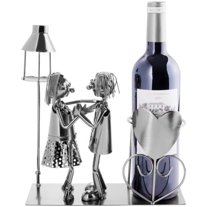 BRUBAKER Porte-Bouteille Vin Couple D'Amoureux - Sculpture Métal Romantique Saint-Valentin - Carte De Vœux Incluse - Cadeau Original
