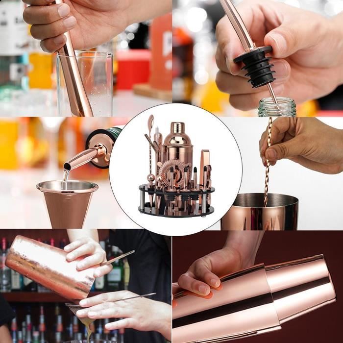FABV Kit de fabrication de cocktails – Kit de fabrication de cocktails prêt  à offrir avec livre de recettes – Ensemble à cocktail de luxe en cuivre