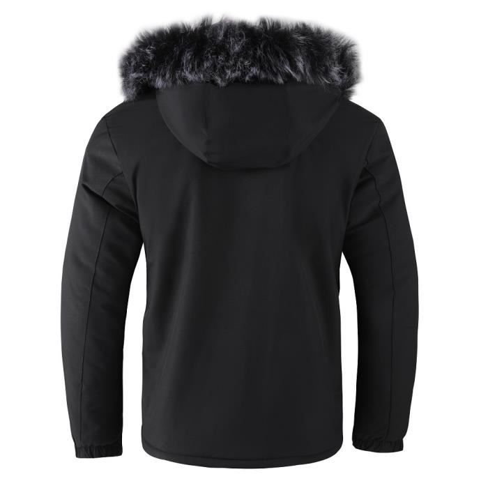 Manteau Hiver Homme Capuche Fausse Fourrure Doubl Polaire Casual