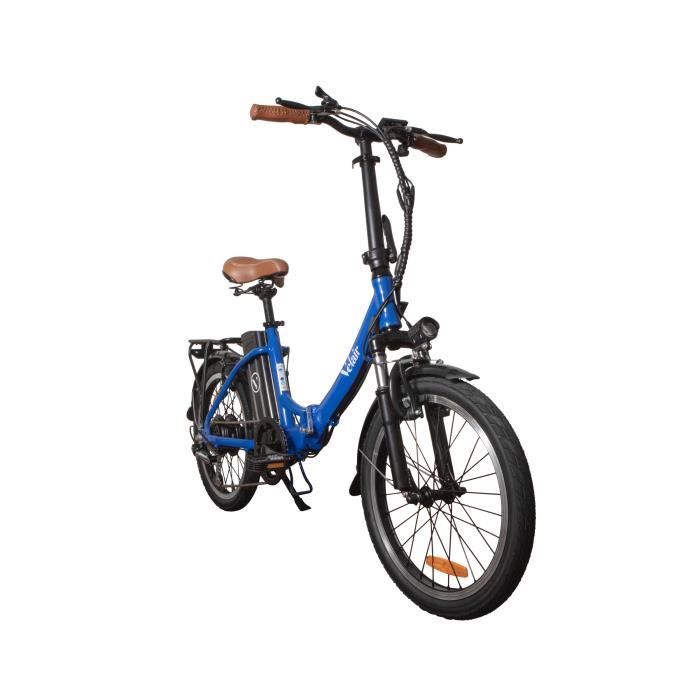 Velo electrique pliable 20 Velair Shimano 6 Vitesses Freins a patins Autonomie 60 km Cadre aluminium Bleu Cdiscount Sport