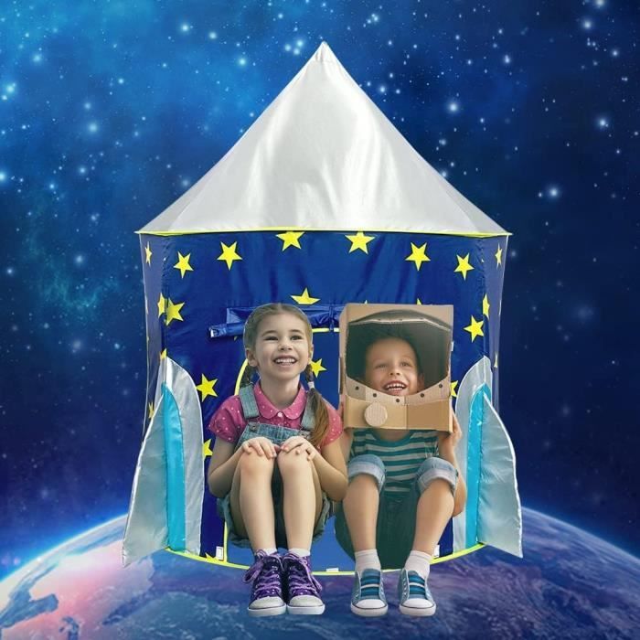 Tente de jeux bleu espace fusée ✓ Petite Amélie