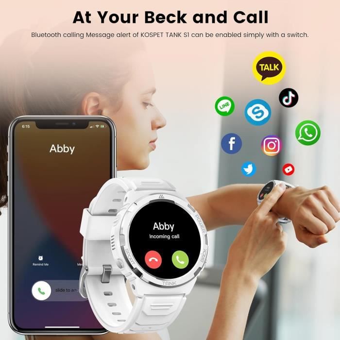 Montre Connectée Femme TAYSHILEY - Écran 1.25", IP67, Appels Bluetooth, Fitness Tracker - Argenté