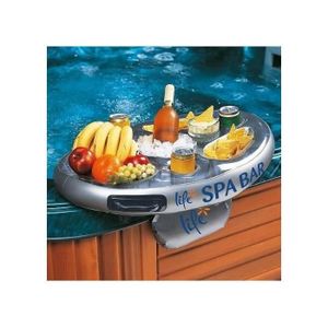 Bar Flottant Gonflable Pour Spa Ou Piscine - 70cm Diamètre | Argent | Avec Stabilisateurs Et Poignées