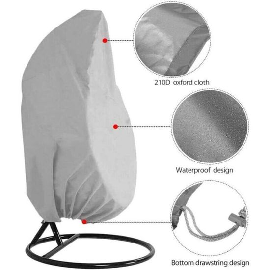 Housse De Protection Pour Chaise Suspendue - Imperméable, 190x115 Cm, Gris