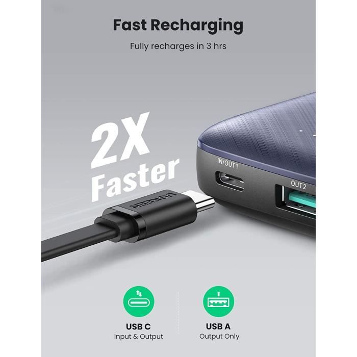 UGREEN Mini Batterie Externe 10000mAh USB C PD QC 3.0 Power Bank Charge  Rapide Compatible avec iPhone 12 Pro Max Mini Se 2020 11 iPa - Cdiscount  Téléphonie