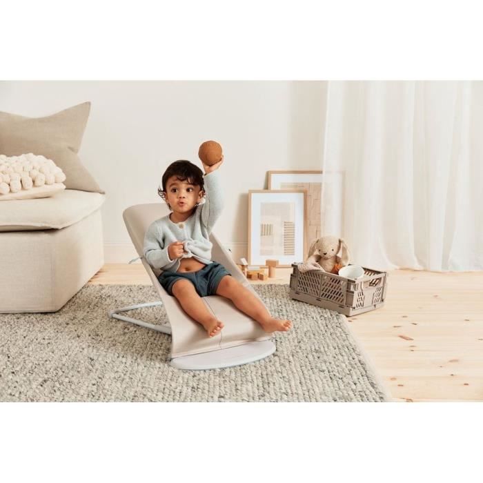 BabyBjörn Transat Balance Soft – Berceau Bébé Tissé/jersey Tri-matière Gris Sable, Confort Et Balancement