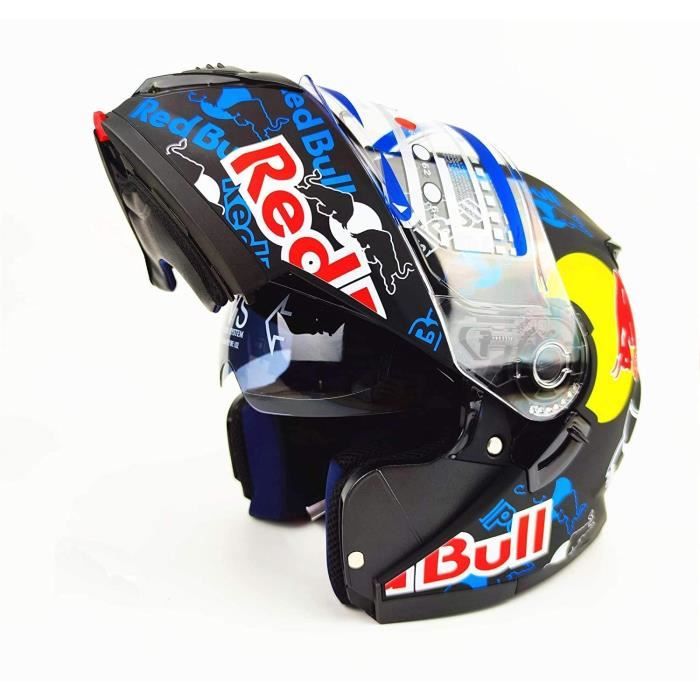 Modulable Flip Up Integral Helmet Casque Moto Modulable Red Bull ECE Homologue Casque Visiere motocross pour Scooter Chopper Casq Cdiscount Auto