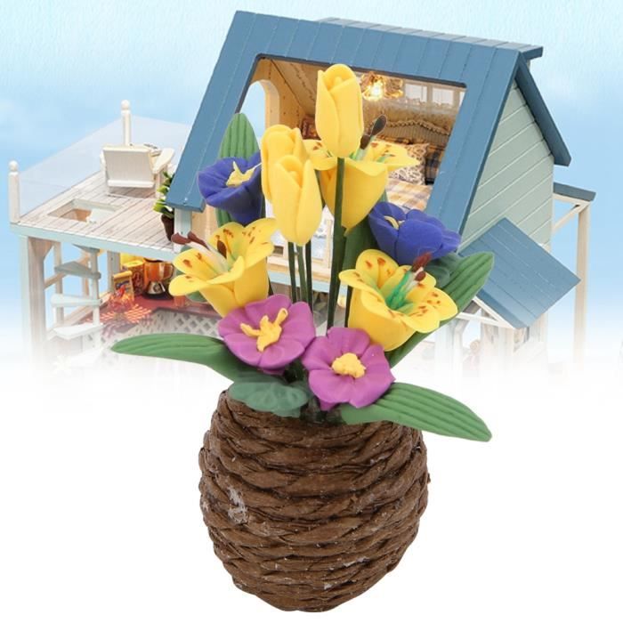 1/12 maison de poupée Miniature fleurs Mini pot de fleurs passe-temps Train