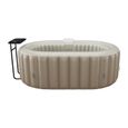 SPA gonflable ovale 2 places - L190 x P120 x H65 cm - 90 buses d'air - Taupe et beige - B-LUCKY II-3
