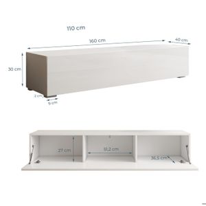 Meuble TV 160 Cm Avec Lumières LED RVB - Blanc Moderne, Bois Ingénierie, Rangement Multimédia + Éclairage Ambiant