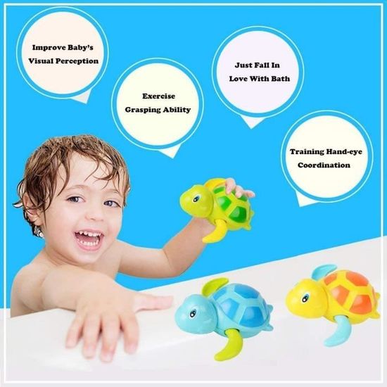 Jouet De Bain Tortue 3 Pièces - Clockwork Sans Piles - Enfants 3+