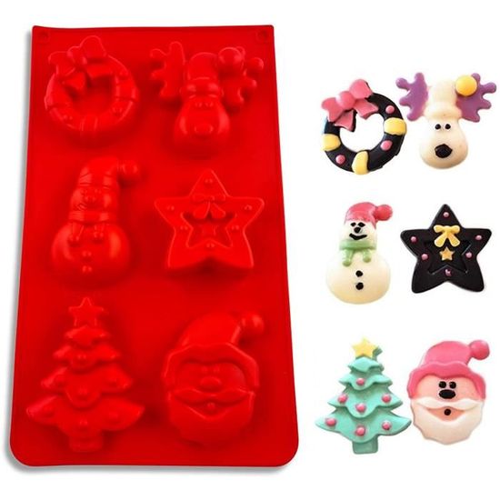 2 Moules En Silicone Alimentaire Forme Sapin & Bonhomme De Neige - Pour Gâteau, Chocolat, Savon, Glaçons De Noël