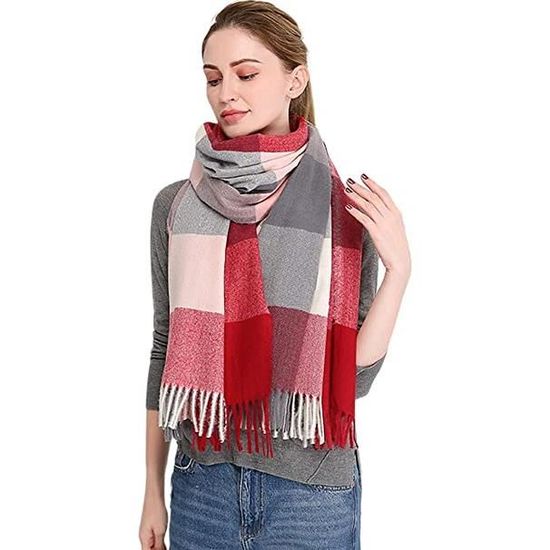 Écharpe Chale Femme Chaud Automne Hiver Grand Plaid Tissu Glands