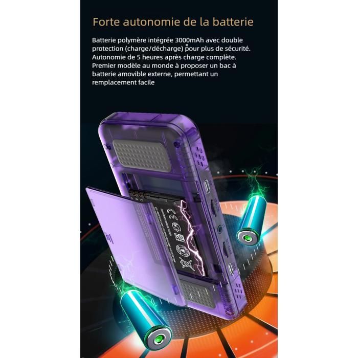 Console Rétro Portable R36H - écran IPS 3,5" OCA 640x480 - RK3326 - Linux - 128 Go / 20 000 Jeux - Batterie 8h - Violet