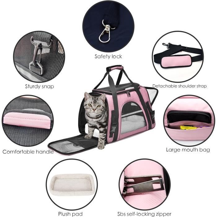 Cage De Transport Pliable Pour Chien/Chat - 61x45x52 Cm - Pour Voiture Et Extérieur - Gris