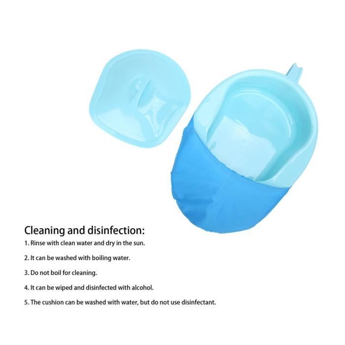 Bassin De Lit Pour Patients Et Personnes âgées - Avec Couvercle, Capacité 80 Kg - Plastique PP Bleu Foncé, Facile à Nettoyer