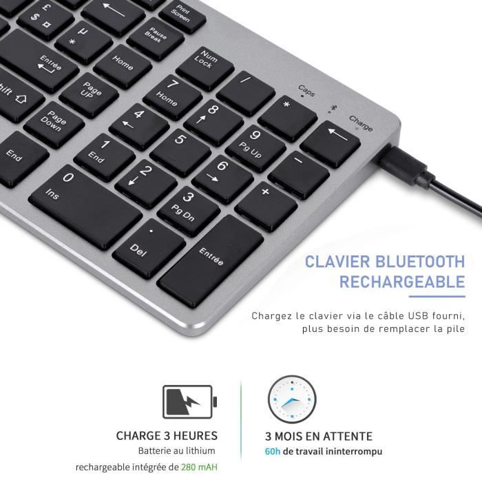 Clavier Bluetooth AZERTY Rechargeable Pliable avec Pavé Tactile pour iOS,  Android, Windows-Gris Foncé - Cdiscount Informatique