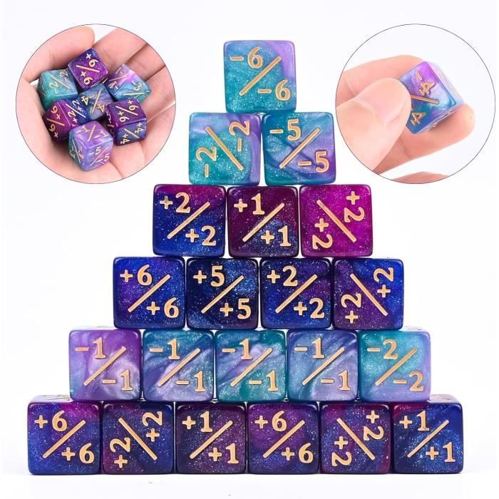 24 Compteurs De Dés D6 MTG - Dés De Fidélité 4 Couleurs Avec Sac De Rangement