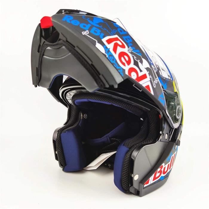 Modulable Flip Up Integral Helmet Casque Moto Modulable Red Bull ECE Homologue Casque Visiere motocross pour Scooter Chopper Casq Cdiscount Auto