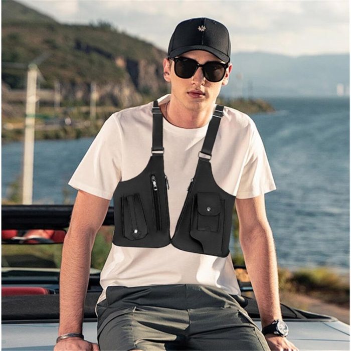 Sac Banane Bandoulière Homme Femme – Cuir PU/nylon, Antivol, Bandoulière Réglable Dissimulée, Noir, Compartiments RFID