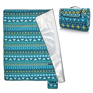 Couverture Pique-Nique Imperméable 200x200 Cm – Tapis Plage Camping Pliable Portable Léger, Idéal Famille Randonnée Parc Plage Extérieur – Bleu