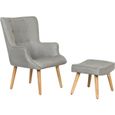 Fauteuil style scandinave tissu "Odense" - Gris clair-0
