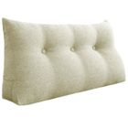 Coussin de Lecture Triangulaire 100CM – Grand Dossier de Lit Soutien Dos, Lin Blanc – VERCART