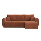 Canapé d'angle convertible REFA en velours côtelé terracotta 4 places - Réversible - Coffre de rangement - BAÏTA