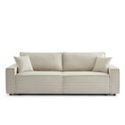 BAÏTA Canapé droit convertible 3 places ZOLA velours côtelé beige