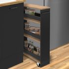 IDMARKET Desserte de cuisine gain de place HAGA chariot de rangement à étages noir et façon hêtre