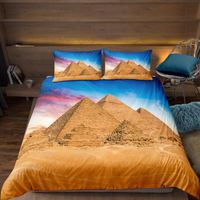 Pyramides égyptiennes désert Parure de lit 3D 2 personnes 1 housse de couette 220*240cm + 2 taies d'oreillers 63*63cm