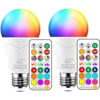 iLC 85W Équivalent Ampoule Led Couleur Changement de couleur Dimmable E27 Edison RGBW Télécommande Compris (Paquet de 2)
