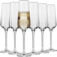 Krosno Flûte Cristal de Champagne en Verre - Lot de 6 Flûtes - 180 ml - Collection Avant-Garde - Lavable au Lave-Vaisselle