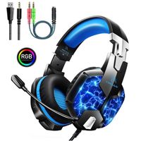YINSAN Casque Gamer Filaire pour Gaming PS4, PS5, Xbox One, Switch, Playstation 4, PC etc- Micro Réglable/Anti Bruit/7 RGB LED