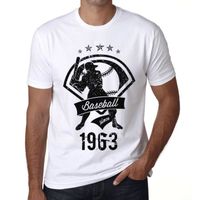 Homme Tee-Shirt Le Baseball Depuis 1963 – Baseball Since 1963 – 60 Ans T-Shirt Cadeau 60e Anniversaire Vintage Année 1963