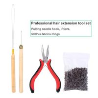 Mxzzand Kit d'extension de cheveux Kit de connecteur de perruque, pince, boucle à crochet, aiguille avec 500 hygiene faux