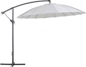 PARASOL Parasol de Jardin ou Terrasse Gris Clair avec Pied Déporté, Diamètre 268 cm Toile anti UV et Mécanisme d'Ouverture Facile avec