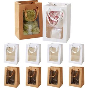 10 Sacs Cadeau En Papier Kraft Avec Poignée Et Message Merci - GEBETTER