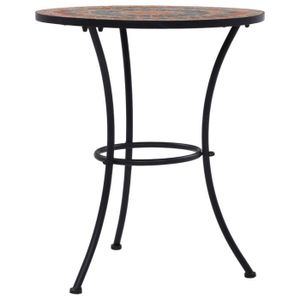 TABLE DE JARDIN  Table de bistro mosaïque Orange/gris 60 cm Céramique-ASH7628922476678