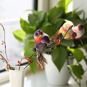 12Pcs Mini faux oiseaux artificiels Clip-on tree Plante Ornement Décoration De Jardin