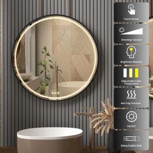 Miroir LED de salle de bain GESIPOR 40x32 avec interrupteur mural sans fil  - Miroirs de courtoisie éclairés pour rétro-éclairé mural de salle de