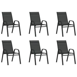 FAUTEUIL JARDIN  Liya - Chaises empilables de jardin 6 pcs Noir Tis