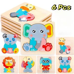 PUZZLE Leytn® Lot de 6 Puzzle Enfant Puzzle 3D Bois Jouet