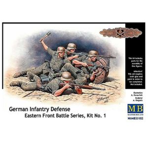 FIGURINE - PERSONNAGE Figurines 2ème Guerre Mondiale - MASTER BOX - Infanterie allemande en défense - 4 figurines en plastique