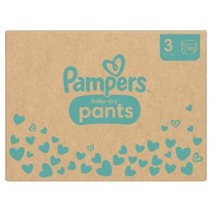 COUCHE Couches-Culottes Pampers Baby-Dry Taille 3 - Pack 1 Mois 192 Couches