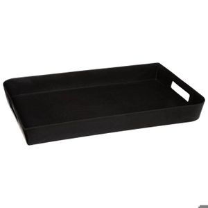 Relaxdays Plateau De Service Rectangulaire Antidérapant 56x41 Cm - Noir Pour Restaurant Et Maison