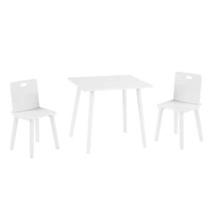 TABLE ET CHAISE ROBA Ensemble Table + 2 Chaises pour Enfants - Set de Sièges - 3 Pièces - Pieds en Bois Massif Laqué Blanc