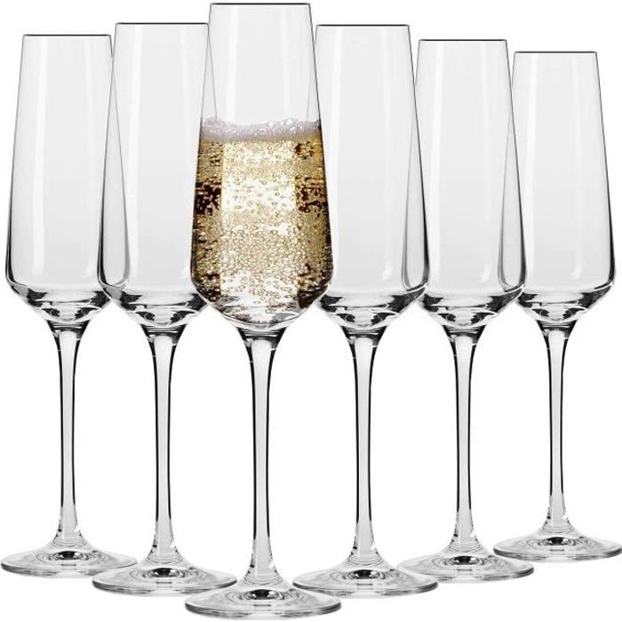 Flûte à Champagne en verre (Lot de 6) - Brocante en ligne